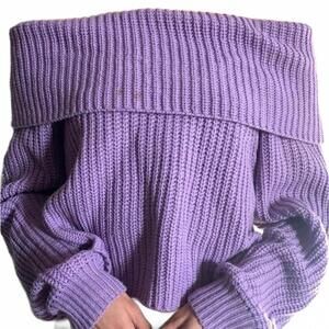 NWOT Forever 21 Purple Ribbed Cable Knit Off the Shoulder Sweater- Size Small